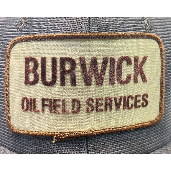Burwick Oilfield Services 80s Snapback Hat Brown Baseball Cap Distressed Vtg - Picture 7 of 11